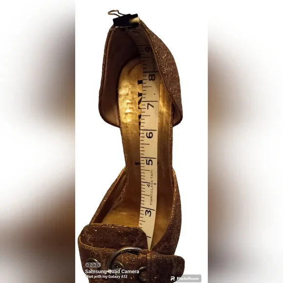 PRADA Shoes 8 Gold Brocade Flats / Kitten Heel - Picture 6 of 14